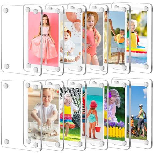 saerryor 12 Pack Acrylic Fridge Magnetic Frame, 2.36 x 3.54 Inch, Double Sided Refrigerator Magnet Picture Frame for Instax Mini Refrigerator Display