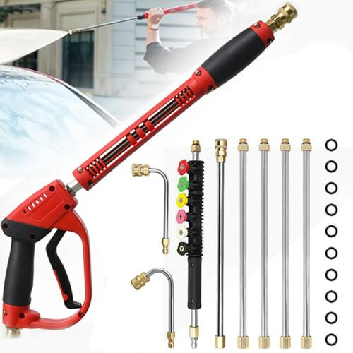Hochdruckreiniger Pistole,Hochdruckpistole,Pressure Washer Gun,Hochdruckreiniger Pistole mit 5 Sprühdüsen und 9 Erweiterungen,5000PSI Schnellverschluss Hochdruckpistole,für Autowäsche