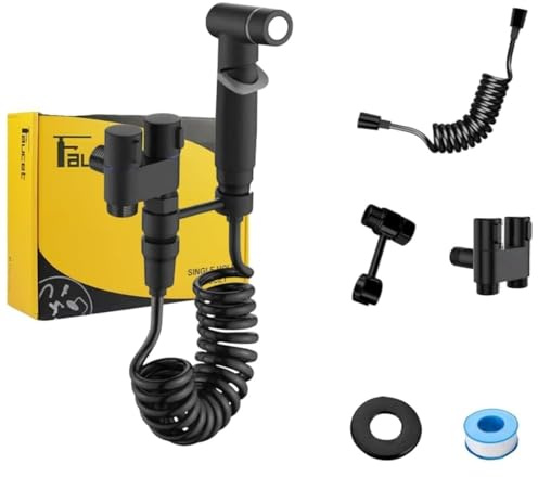 Handbrause Bidet Sprayer für WC – 1-in/2-out Doppelventil 1/2'' – Edelstahl Bidet Handbrause Sprühset für Toilette mit Hochdruckspritzpistole & 2m Schlauch, Rostfrei Wassersparend für Waschmaschine WC