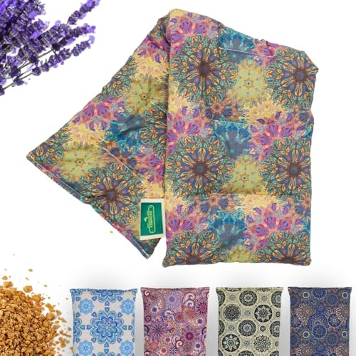 Saco Semillas Microondas - 50x15cm Semillas y Lavanda, 100% Algodón - Saco de Semillas para Microondas - Bolsa térmica Calor y Frío - Estampado Mandala (Mandala Trópico)