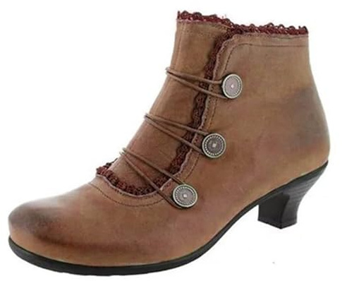 Generisch Botas de goma para mujer con cremallera lateral, botines victorianos, botines de vaquero, tacón bajo, pies anchos, cálidos, botas térmicas para exteriores, marrón, 38.5 EU