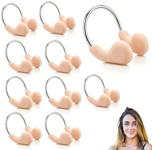 WUMZIRA Pinzas Nariz Natacion 10 Piezas, Clip Nasal de Silicona y Acero Inoxidable para Adultos y Niños, Pinza Nariz Natación Adulto Ergonómica para Entrenamiento, Piscina y Competición