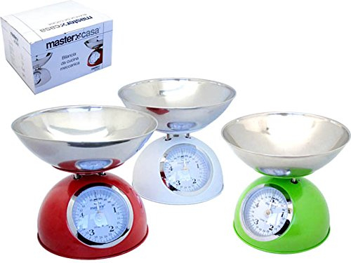 Master 400516 Balance de cuisine mécanique 5 kg Rouge blanc vert