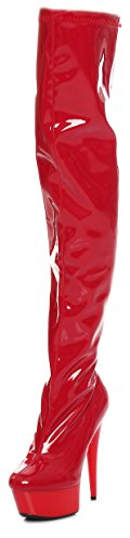 Patent Platform Overknee High Heels Black, Red, Pink or White Size 36-43 Red Size: 4 UK