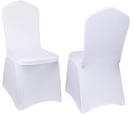 Kapwall 12 PCS White Chair Covers, Spandex Stretch Washable Chair Covers for Wedding,Party and Banquet