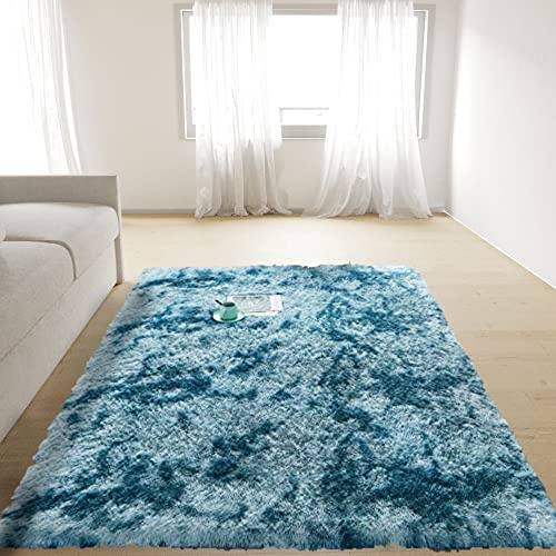Arreditaly Tappeto Peloso Shaggy A Pelo Alto Lungo Morbido Per Soggiorno Salotto Camera Antiscivolo Moderno In Diversi Colori E Misure, Colore Intenso e Brillante (Turchese Con Motivo, 200 x 300 Cm)