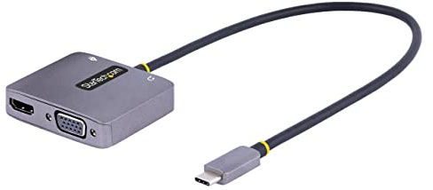 StarTech.com Adattatore USB-C a HDMI/VGA, Adattatore Multiporta USB Type-C 4K 60Hz HDR; Uscita Audio da 3,5 mm; Comp. TB3/TB4 - Adattatore da viaggio per Display VGA/HDMI (122-USBC-HDMI-4K-VGA)
