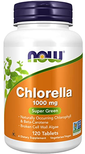 Now Foods, Chlorella, 1.000mg, mit aufgebrochenen Zellwänden, 120 vegane Tabletten, Laborgeprüft, Sojafrei, Glutenfrei, Vegetarisch, Ohne Gentechnik