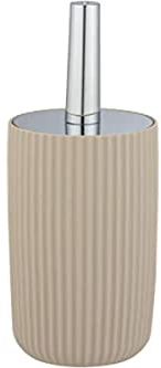 WENKO WC-Garnitur Mod. Agropoli Beige, geschlossener Bürstenhalter aus hochwertigem Kunststoff mit plastischer Formgebung und strukturierter Oberfläche, BPA-frei, hygienische WC-Bürste, Ø 10 x 36,5 cm