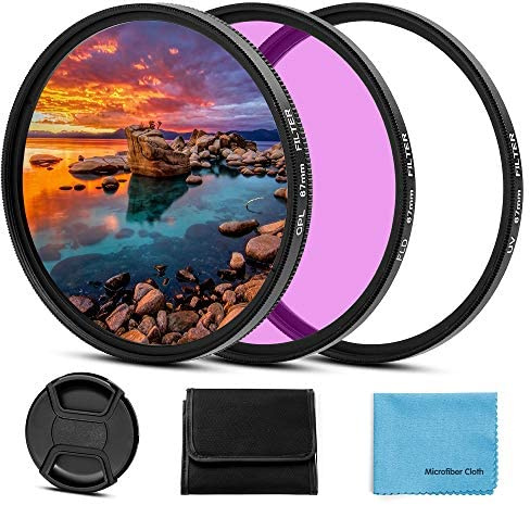 55mm Filter Kit Universal UV CPL FLD Filter Set UV Protection Filter Circular Polarizing Filter Fluorescent Filter with Lens Cap Replacement for Canon Nikon Sony Pentax Olympus Fuji Camera