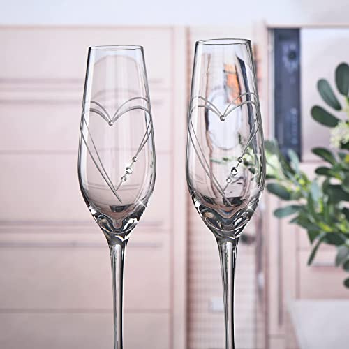 Parihy Champagne Flutes, Bride and Groom Wedding Toasting Glasses Set of 2