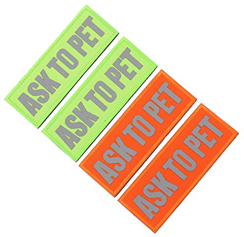 Alipis Harness Service Patch Service Patch Reflective Ask to Pet Nylon Badge Fastener Hook Emblem for Harness Vest Leash 4Pcs Stickers Harness