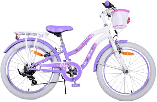 bicicletta per bambine 6-8 anni, da 20 pollici, con cestino e portapacchi, cambio Shimano a 7 marce, lovely fuxia