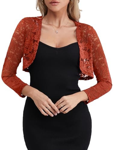 Fuinloth Bolero Elegant Spets Shrug Festlig Bröllop Sommar Kort Dam