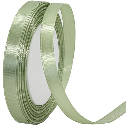 Cinta Verde Sage Bien 10mm, 22m de Satén para Regalo, Tela, Lazo, Globos, Envolver Regalos, Navidad, Coche, Manualidades, Boda, Cumpleaños, Fiesta y Decoración