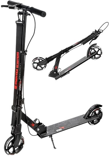 RAVEN Scooter Roller Tretroller Kickscooter für Kinder | klappbar | höhenverstellbar | Tragegurt (Destruct mit Handbremse, 145mm)