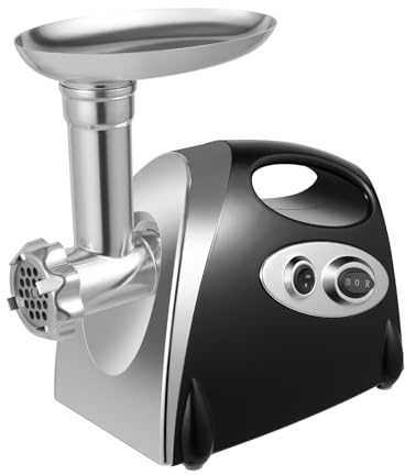 Picadora de carne de acero inoxidable, picadora de carne eléctrica multifuncional, adecuada para la carne y la preparación de salchichas, negro