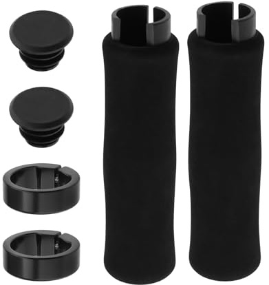 EMSea 1 Par de Empuñaduras de Manillar de Espuma Puños de Manillar de Bicicleta de Bloqueo único Adecuado para Manillares Diámetro 22 Mm Empuñadura de Bicicleta de Montaña MTB (Negro)