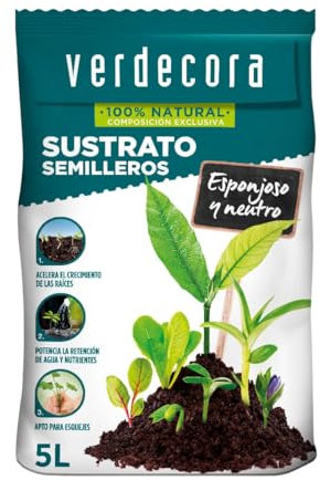Verdecora Sustrato para Semilleros 5 litros | Ideal para Germinación y Crecimiento de Plántulas | Compuesto Ligero y Rico en Nutrientes