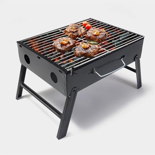 simpa Portable Compact Charcoal BBQ Barbeque Grill 35cm (L) x 27cm (W) x 23cm (H)