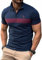 Zetieny Mens Polo Shirt Short Sleeve Classic Giraffe Embroidery Golf Polos Regular Fit T-Shirt Navy Blue