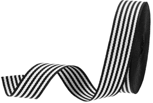 PATIKIL 3/4 tum svartvitt randigt grosgrainband, 10 Yard polyestertyg randigt hantverk band dubbelvänd design för rosett presentförpackning gör-det-själv juldekorationer