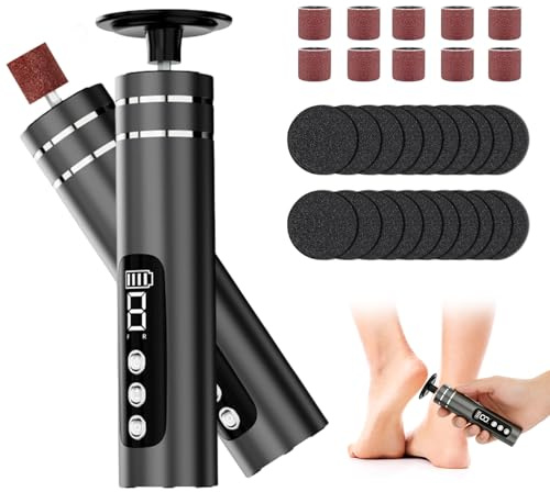 Pedicure Elettrico Professionale,9 Velocità Regolabili Set Ricaricabile 2 in 1 con LED e Dischi Abrasivi Intercambiabili Rimuovi Fresa Calli e Duroni Piedi per Delle Unghie Manicure Talloni