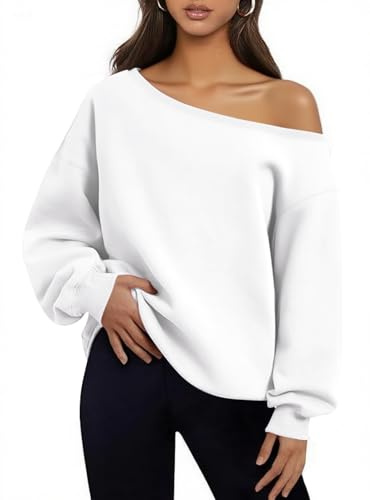 INFITTY Womens Loose Casual Sweatshirt Sexy Off Shoulder Long Sleeve Pullover Top Oversized Shirt Spring Outfits 2026