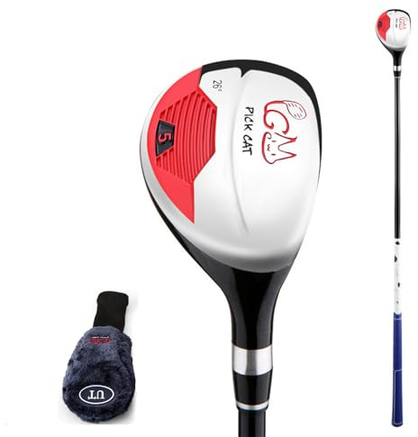 1# 5# Palos de golf de madera para diestros, para niños y niñas, palos de golf híbridos de hierro y madera, eje de carbono con cubierta para la cabeza (negro, para edades de 9 a 12 años, #5)