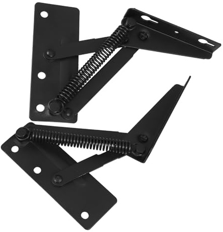 Unomor 1 Pair Spring Loaded Lift-up Hinges 85-Degree Vertical Folding Support for Cabinet Doors and Sofas, Symmetrical Spring Hinge for Wooden Boxes and Corner Cabinets