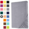 Heim24h Spannbettlaken 60x120cm bis 15 cm, Silber, 100% Baumwolle Bettlaken, Öko Tex Zertifiziert Jersey Spannbetttuch