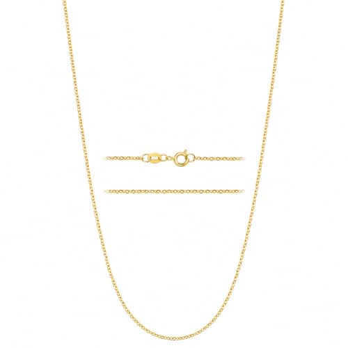 KISPER 24k Gold Cable Link Chain Necklace – Thin, Dainty, Gold Plated Stainless Steel Jewelry for Women & Men with Spring Ring Clasp, 20”