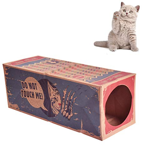 Oyria Faltbares Kraftpapier Katzentunnel Spielzeug, dauerhaftes recyclebares zusammenklappbares Karton Haus Katzenspielzeug, das Schleichen aufpasst wechselwirkendes Katzenspielzeug versteckt