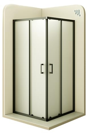 Moments of Glass - Mampara de Ducha Diana 70x90x190cm | REVERSIBLE | Puertas correderas, Ajuste 67,5-69,5 x 87,5-89,5cm | Perfiles Negros, cristal de seguridad ESG Satinado de 6mm