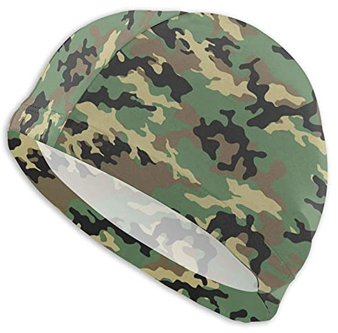 Hdadwy Gorro de natación Camuflaje militar Retro Camo Verde Gorro de natación Sombrero para mujeres Hombres Cabello largo Adultos Impermeable Piscina Gorros de baño para mantener el cabello seco Señor