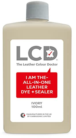 LCD All-in-One Leather dye & Sealer - Repair & Restore Paint, for Sofas, Shoes, Handbags, Clothing, self Sealing 100ml by The Leather Colour Doctor (Ivory)