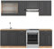 Vicco Küchenzeile Fame-Line, Anthrazit Landhaus/Goldkraft Eiche, 240 cm ohne Arbeitsplatte
