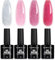 TOMICCA UV Nagellack Glitzer Rosa Set, 4 Farben Transparenter Rosa Rot Glitter Gel Nagellack, UV Lampe Soak-Off UV/LED Schellack Nagellack, für Nagelstudio und DIY Maniküre zu Hause, 8ML