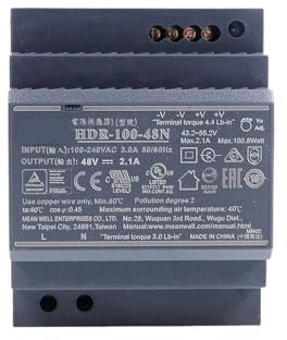 DIN-Rail Fuente de alimentación HDR-100-48N 48V DC 2.1A 100.8W Fuente de alimentación de Carril DIN con Forma de Paso ultradelgada