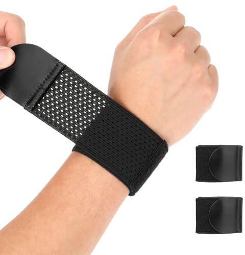 2 Stück Handgelenk Bandagen Tennis Elastisch Handgelenkstütze Unterstützung Handgelenkbandage Atmungsaktives Handbandage Verstellbarer Handgelenksriemen Kompressionsunterstützung für Sport