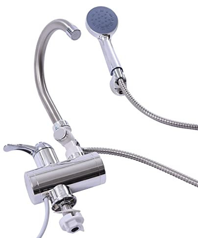 Chauffe-eau électrique instantané robinet avec douche eau chaude, chauffe-eau, robinet d'eau chaude, chauffe-eau, pour cuisine, jardin, salle de bain, caravane, camping, ménages, argent