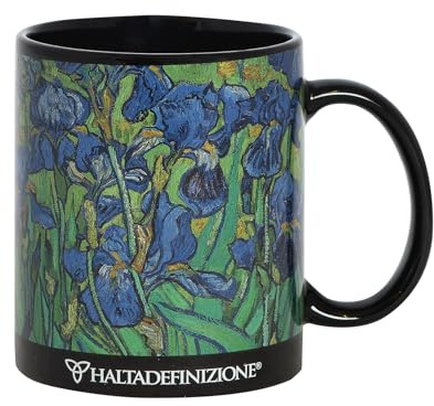 Halta Definizione - Mug, Tazza in Ceramica Stampata con un'Opera d'Arte di Van Gogh, Include un'Elegante Confezione Regalo, Capacità 325 ml, F.to 9,5H x 8 Diametro cm, Iris