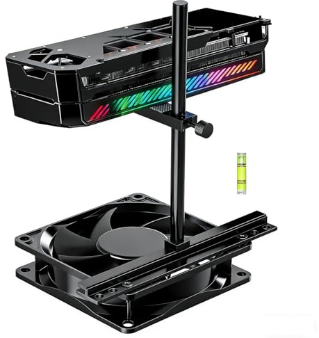 Stödfäste för GPU med fläktmontering, justerbart GPU-stöd med halkskydd, 1–12 cm