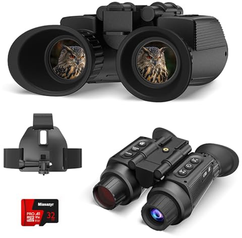 SUZLAZYR 4K nattvisionsglasögon, huvudmonterade digitala infraröda nattvisionskikare för vuxna, 8X digital zoom, 32 GB minneskort kan spara foto och video