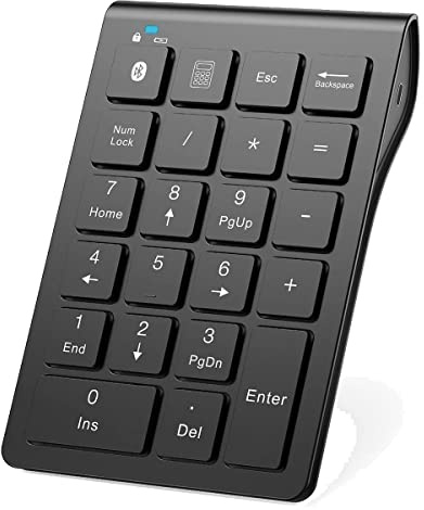 Asuinxurr Teclado numérico inalámbrico Bluetooth de 22 teclas portátil delgado para ordenador portátil, PC, ordenador de sobremesa, portátil