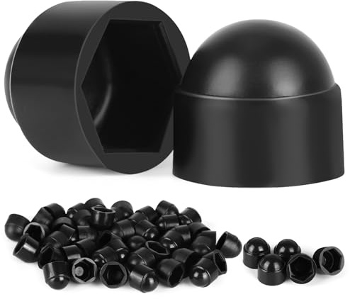 50 Pièces Capuchons De Protection Hexagonaux M8*13mm, Cache Ecrou M8 Noir, Cache Boulon En Plastique PE pour Vis Écrous et Tête De Vis