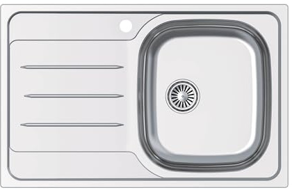 Edesa Évier de cuisine sur plan de travail 1 cuve carrée 1 égouttoir velette SE 79 cm 79 x 50 cm Acier inoxydable Profondeur 18 cm Fond absorbant Accessoires inclus Couleur grise