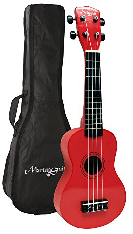 Martin Smith Soprano Ukulele with Ukulele Bag & Chord Book - Red
