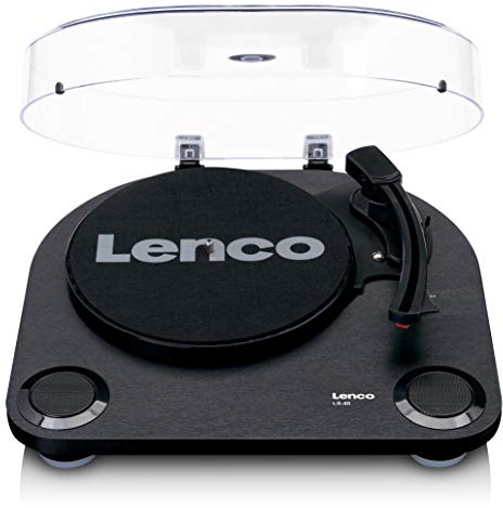 Lenco Plattenspieler LS-40 - Plattenspieler mit integrierten Lautsprechern - Schwarz, 2 x 3 Watt