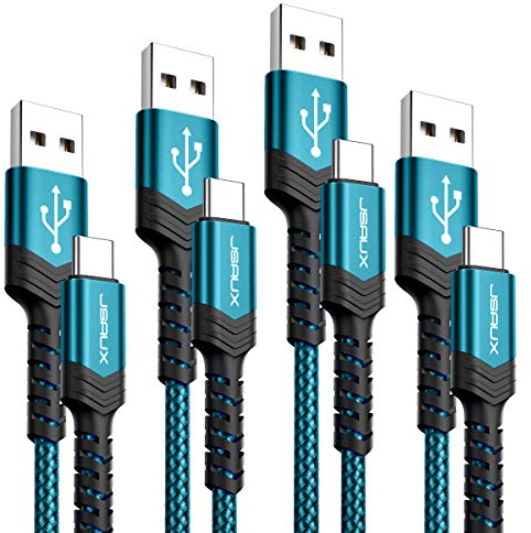 JSAUX USB C Kabel [4 Stück 1M+1M+2M+3M], 3.1A USB C Ladekabel Typ-C Schnellladekabel Kompatibel mit iPhone 17 16 15 Pro Max, Samsung Galaxy S24 S23 S22 Note 20 A54 Pixel 8 7, Switch 2, CarPlay-Grün